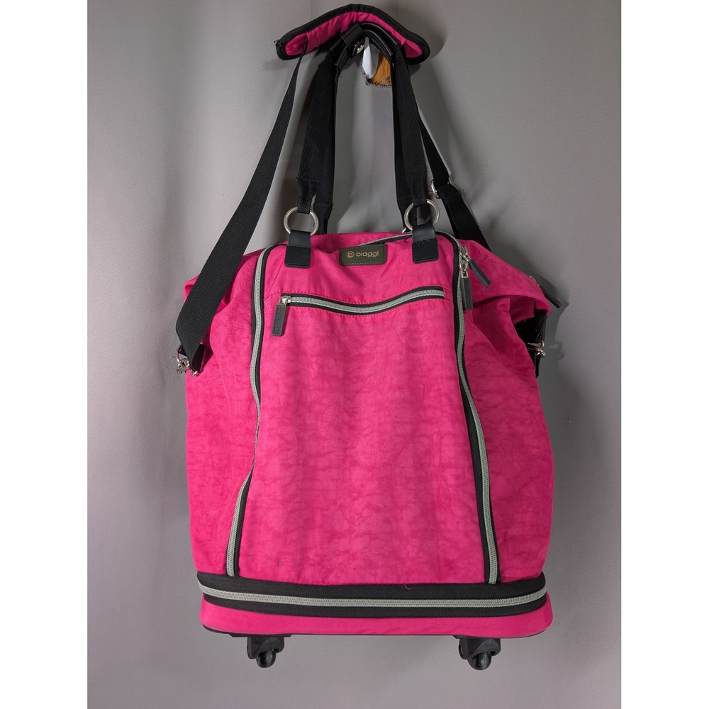 Biaggi Zipsak 20 inch Spinner Fashion Tote Pink Foldable Carry On Bag